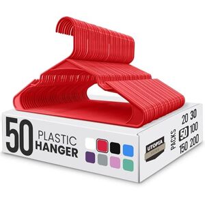 Utopia Home 50 Pack Plastic Hangers Space Saving, Durable Hanger with Shoulder Grooves, Red Utopia Home 50 Pack Plastic Hangers Space Saving, Durable Hanger with Shoulder Grooves, Red