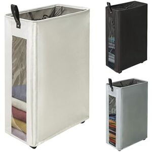ZERO JET LAG 25 Inches Slim Laundry Storage Hamper Large Rolling Clothes Hamper Rolling Storage Bin Tall Corner Basket Clear Window Visible Dirty Laundry Bin (Beige) Slim Hamper ZERO JET LAG 25 Inches Slim Laundry Storage Hamper Large Rolling Clothes Hamper Rolling Storage Bin Tall Corner Basket Clear Window Visible Dirty Laundry Bin (Beige) Slim Hamper