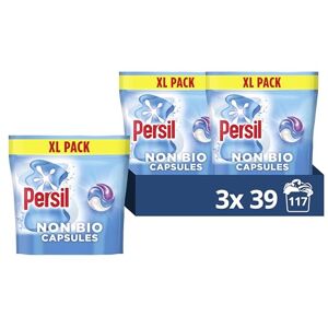 Persil Non Bio 3 in 1 Washing Capsules laundry capsules gentle next to sensitive skin for outstanding stain removal in quick & cold washes 117 washes (3x 39) Persil Non Bio 3 in 1 Washing Capsules laundry capsules gentle next to sensitive skin for outstanding stain removal in quick & cold washes 117 washes (3x 39)