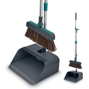Tower 3 in 1 Dustpan and Brush with Squeegee, Upright Design, Magnetic Clip & Comb Teeth, Anthracite & Teal, T769016TL Tower 3 in 1 Dustpan and Brush with Squeegee, Upright Design, Magnetic Clip & Comb Teeth, Anthracite & Teal, T769016TL