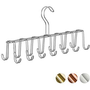Relaxdays Belt Holder, Modern Metal Tie Rack, Compact, 14 Hooks, Wardrobe Organiser, Silver Relaxdays Belt Holder, Modern Metal Tie Rack, Compact, 14 Hooks, Wardrobe Organiser, Silver