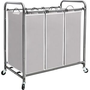 STORAGE MANIAC 3 Section Laundry Sorter, 3 Bag Laundry Hamper Cart with Heavy Duty Rolling Lockable Wheels and Removable Bags, Gray STORAGE MANIAC 3 Section Laundry Sorter, 3 Bag Laundry Hamper Cart with Heavy Duty Rolling Lockable Wheels and Removable Bags, Gray