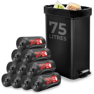Roe Tenpo 200 Pack Black bin bags – 75L, 30 Micron Refuse Sacks, Extra Strong, Eco-friendly, Leak-Resistant bin liners Perfect for Home, Office, DIY & Garden (Packaging May Vary) Roe Tenpo 200 Pack Black bin bags – 75L, 30 Micron Refuse Sacks, Extra Strong, Eco-friendly, Leak-Resistant bin liners Perfect for Home, Office, DIY & Garden (Packaging May Vary)