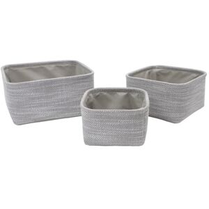 JVL Serena Set of 3 Square Storage Baskets, Home Storage Organisers, Light Grey JVL Serena Set of 3 Square Storage Baskets, Home Storage Organisers, Light Grey
