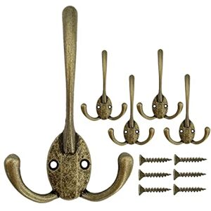 Mokife Antique Coat Hook, 5 Piece Wall Hooks Retro Triple Tips Coat Hangers with Screws for Hanging Coats Clothes Tunics Towels Bags Hats Caps Keys Scarves Mugs, Bronze Mokife Antique Coat Hook, 5 Piece Wall Hooks Retro Triple Tips Coat Hangers with Screws for Hanging Coats Clothes Tunics Towels Bags Hats Caps Keys Scarves Mugs, Bronze