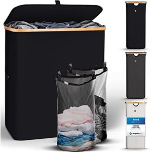 HENNEZ 15933 Black Bamboo Bathroom Storage Container - Bathroom Organizer HENNEZ 15933 Black Bamboo Bathroom Storage Container - Bathroom Organizer