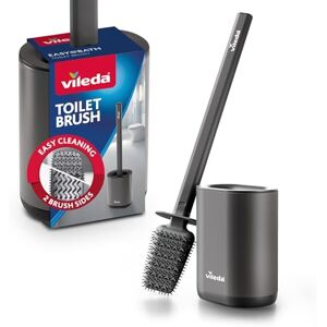 Vileda Silicone Toilet Brush with Flex Head and Stainless Steel Handle – 2-in-1 Cleaning Zones – Hygienic Quick-Drying Odour-Proof Rustproof Toilet Brush and Holder Set, Grey Vileda Silicone Toilet Brush with Flex Head and Stainless Steel Handle – 2-in-1 Cleaning Zones – Hygienic Quick-Drying Odour-Proof Rustproof Toilet Brush and Holder Set, Grey