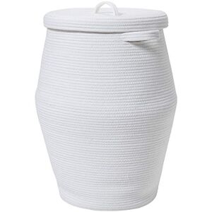 Cottonphant 26" x 20" Tall Extra Large Storage Basket with Lid, Cotton Rope Storage Baskets, Woven Laundry Hamper with Cover, Cloth Storage Bin, for Clothes Blanket in Living Room, All White Cottonphant 26" x 20" Tall Extra Large Storage Basket with Lid, Cotton Rope Storage Baskets, Woven Laundry Hamper with Cover, Cloth Storage Bin, for Clothes Blanket in Living Room, All White