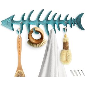 Comfify Decorative Fish Bones Wall Mount Towel Rack Stylish Cast Iron Hanger w/ 4 “Fish” Hooks Includes Screws and Anchors Fish Bones Towel Hanger Teal Blue Comfify Decorative Fish Bones Wall Mount Towel Rack Stylish Cast Iron Hanger w/ 4 “Fish” Hooks Includes Screws and Anchors Fish Bones Towel Hanger Teal Blue