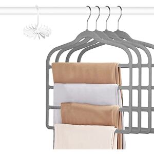 Tinfol 4pc Velvet Pants Hangers Space Saving, Non-Silp Pant Hanger, Jeans Slack Trousers Hangers, Multi Layer Clothes Hanger Closet Organizer Perfect for Pants,Trouser,Jeans (Gray) Tinfol 4pc Velvet Pants Hangers Space Saving, Non-Silp Pant Hanger, Jeans Slack Trousers Hangers, Multi Layer Clothes Hanger Closet Organizer Perfect for Pants,Trouser,Jeans (Gray)