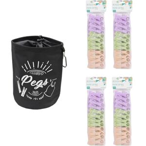 JVL Large Black Peg Bag with 96 Plastic Clip Clothes Pegs – Hanging Peg Storage – Assorted Colours JVL Large Black Peg Bag with 96 Plastic Clip Clothes Pegs – Hanging Peg Storage – Assorted Colours