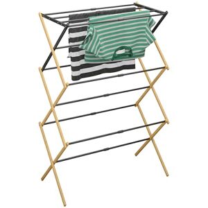 Relaxdays Folding Clothes Airer, 11 Rods, 105.5x43-75x37.5 cm, Expandable Laundry Rack, Bamboo & Metal, Natural/Black, Iron, Plastic Relaxdays Folding Clothes Airer, 11 Rods, 105.5x43-75x37.5 cm, Expandable Laundry Rack, Bamboo & Metal, Natural/Black, Iron, Plastic