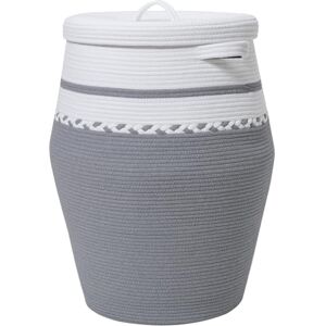 Cottonphant 26" x 20" Tall Extra Large Storage Basket with Lid, Cotton Rope Storage Baskets, Woven Laundry Hamper with Cover, Cloth Storage Bin, for Clothes Blanket in Living Room, White/Grey Cottonphant 26" x 20" Tall Extra Large Storage Basket with Lid, Cotton Rope Storage Baskets, Woven Laundry Hamper with Cover, Cloth Storage Bin, for Clothes Blanket in Living Room, White/Grey