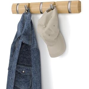 Umbra Flip Wall-Mounted Coat Rack with 5 Hooks – Modern, Space-Saving Storage for Hats, Jackets, Bags, Entryway, Mudroom, Closet, Bathroom, Bedroom – Natural/Nickel Umbra Flip Wall-Mounted Coat Rack with 5 Hooks – Modern, Space-Saving Storage for Hats, Jackets, Bags, Entryway, Mudroom, Closet, Bathroom, Bedroom – Natural/Nickel