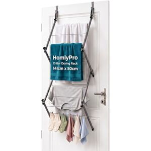 HomlyPro Over Door Clothes Drying Rack, 10 Bar Foldable Hanging Drying Rack, Space Saving Laundry Organizer, Heavy Duty Clothes Airer Indoor & Outdoor Garment Storage Solution (Grey) HomlyPro Over Door Clothes Drying Rack, 10 Bar Foldable Hanging Drying Rack, Space Saving Laundry Organizer, Heavy Duty Clothes Airer Indoor & Outdoor Garment Storage Solution (Grey)