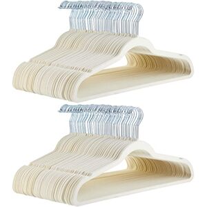 Amazon Basics Slim Velvet Non-Slip Suit Hangers 100-Pack, Ivory Amazon Basics Slim Velvet Non-Slip Suit Hangers 100-Pack, Ivory