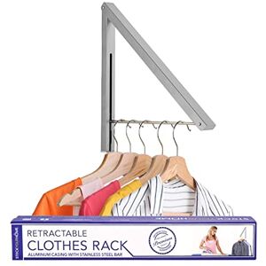 Stock Your Home Single Foldable Clothing Rack, Wall-Mounted Retractable Clothes Hanger for Laundry Dryer Room, Hanging Drying Rod, Small Collapsible Folding Garment Racks, Dorm Accessories (Chrome) Stock Your Home Single Foldable Clothing Rack, Wall-Mounted Retractable Clothes Hanger for Laundry Dryer Room, Hanging Drying Rod, Small Collapsible Folding Garment Racks, Dorm Accessories (Chrome)