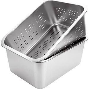 ASelected 2 PCS Washing Up Bowl & Strainer Bowl, 304 Stainless Steel Large Rectangular 10 Litre Colander Mixing Bowl Set, Washing Basin, Dishtub, for Vegetable Fruit Food Preparing, 33x24x15cm ASelected 2 PCS Washing Up Bowl & Strainer Bowl, 304 Stainless Steel Large Rectangular 10 Litre Colander Mixing Bowl Set, Washing Basin, Dishtub, for Vegetable Fruit Food Preparing, 33x24x15cm