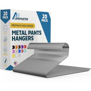 Lifemaster Metal Pants Hanger Set 20 Pieces Elegant Non-Slip Wardrobe Space-Saving Pants Blankets and Jeans Open End Elegant Design Grey Lifemaster Metal Pants Hanger Set 20 Pieces Elegant Non-Slip Wardrobe Space-Saving Pants Blankets and Jeans Open End Elegant Design Grey
