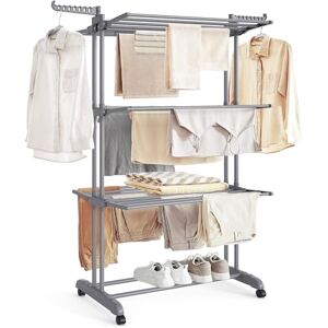 SONGMICS Large Clothes Airer, Foldable Clothes Drying Rack Laundry 4-Tier, Moveable, 64 x 126 x 172 cm, Stainess Steel, Folding Wings, Easy Assembly, Indoor Outdoor Use, Grey LLR701G01 SONGMICS Large Clothes Airer, Foldable Clothes Drying Rack Laundry 4-Tier, Moveable, 64 x 126 x 172 cm, Stainess Steel, Folding Wings, Easy Assembly, Indoor Outdoor Use, Grey LLR701G01