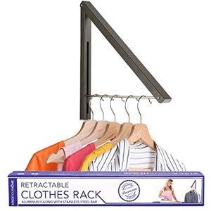 Stock Your Home Single Foldable Clothing Rack, Wall-Mounted Retractable Clothes Hanger for Laundry Dryer Room, Hanging Drying Rod, Small Collapsible Folding Garment Racks, Dorm Accessories (Gray) Stock Your Home Single Foldable Clothing Rack, Wall-Mounted Retractable Clothes Hanger for Laundry Dryer Room, Hanging Drying Rod, Small Collapsible Folding Garment Racks, Dorm Accessories (Gray)