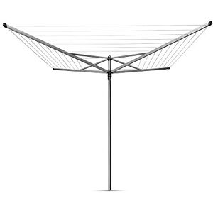 Brabantia Topspinner 50 Metres of Clothes Line UV-Resistant & Non-Slip Lining Smooth Turns Umbrella System Rotary Dryer with Ground Spike & Cover 45 mm Metallic Grey ø 295 m Brabantia Topspinner 50 Metres of Clothes Line UV-Resistant & Non-Slip Lining Smooth Turns Umbrella System Rotary Dryer with Ground Spike & Cover 45 mm Metallic Grey ø 295 m