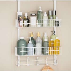 Aimeaihe Over The Door Hooks, Door Hanger Towel Rack with 10 Coat Hooks & 2 Mesh Basket, Over Door Organizer for Bathroom, Bedroom, Kitchen, Office, Easy Installation, White Aimeaihe Over The Door Hooks, Door Hanger Towel Rack with 10 Coat Hooks & 2 Mesh Basket, Over Door Organizer for Bathroom, Bedroom, Kitchen, Office, Easy Installation, White