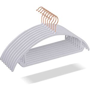 OIKA Plastic Coat Hangers Without Shoulders Suit Hangers Rose Gold Hooks Non-Slip Space Saving Heavy Duty Rounded Hangers for Sweaters Coat Jackets Dresses Grey Hangers OIKA Plastic Coat Hangers Without Shoulders Suit Hangers Rose Gold Hooks Non-Slip Space Saving Heavy Duty Rounded Hangers for Sweaters Coat Jackets Dresses Grey Hangers