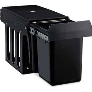 Relaxdays Built-in Waste Bin 2 Compartment 8L each, Pull-out Disposal Unit, Recycling, HWD: 35.5 x 25 x 47 cm, Black Relaxdays Built-in Waste Bin 2 Compartment 8L each, Pull-out Disposal Unit, Recycling, HWD: 35.5 x 25 x 47 cm, Black