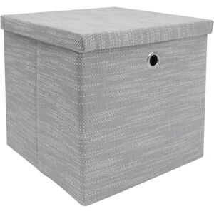 JVL Serena Foldable Cube Organiser Box with Lid, Home Shelf Storage Solution, Light Grey JVL Serena Foldable Cube Organiser Box with Lid, Home Shelf Storage Solution, Light Grey
