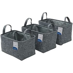 JVL Shadow Rectangular Fabric Storage Baskets with Handles, Set of 3 JVL Shadow Rectangular Fabric Storage Baskets with Handles, Set of 3