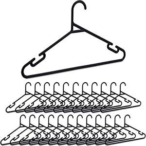 Relaxdays Coat, 24x Set, Space-Saving Storage, Thin Clothes Hanger, Closet Organiser, Recycled Plastic, Black, 21 x 41 x 0.5 cm Relaxdays Coat, 24x Set, Space-Saving Storage, Thin Clothes Hanger, Closet Organiser, Recycled Plastic, Black, 21 x 41 x 0.5 cm