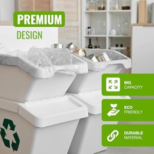EcoBag 100 Pack Heavy Duty White Bin Liners 100L 15 Microns Extra Strong, Leak-Proof, Tear-Resistant Bags for Swing Bins, Kitchen, Home & Office (580x880mm) EcoBag 100 Pack Heavy Duty White Bin Liners 100L 15 Microns Extra Strong, Leak-Proof, Tear-Resistant Bags for Swing Bins, Kitchen, Home & Office (580x880mm)