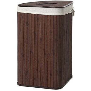 Premier Housewares Kankyo Bamboo Corner Laundry Hamper, Dark Brown Premier Housewares Kankyo Bamboo Corner Laundry Hamper, Dark Brown