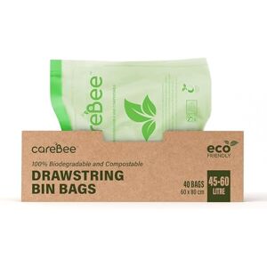 CareBee Drawstring Bin Bags –Heavy Duty Rubbish Bags with Easy-Tie Handles –Leakproof, Tear-Resistant & Odour-Control –Ideal for Home, Kitchen, Office & Outdoor Use (45-60L, 40 Pack) CareBee Drawstring Bin Bags –Heavy Duty Rubbish Bags with Easy-Tie Handles –Leakproof, Tear-Resistant & Odour-Control –Ideal for Home, Kitchen, Office & Outdoor Use (45-60L, 40 Pack)