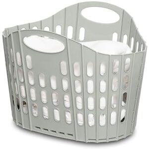 Addis Flat Easy Clothes Washing Store Flexible Laundry Basket Hamper, 38 litre, Nettle Green Addis Flat Easy Clothes Washing Store Flexible Laundry Basket Hamper, 38 litre, Nettle Green