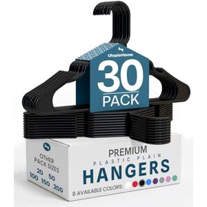 Utopia Home Clothes Hangers with grooves - 50 Pack - Heavy duty Plastic for Coat Utopia Home Clothes Hangers with grooves - 50 Pack - Heavy duty Plastic for Coat
