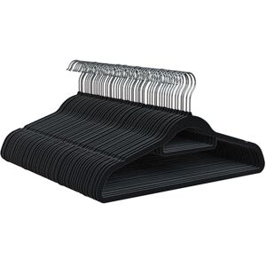 PORTENTUM Velvet Hangers, Pack of 50, Black. Accessory Holder, 360º Swivel Hook, Space Saving, Notches for Dresses, Non-slip Clothes Hangers, For all Types of Clothes, Made in Spain PORTENTUM Velvet Hangers, Pack of 50, Black. Accessory Holder, 360º Swivel Hook, Space Saving, Notches for Dresses, Non-slip Clothes Hangers, For all Types of Clothes, Made in Spain