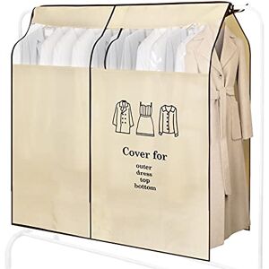OTraki Garment Covers Long 120 x 150 cm (47 x 59 inch) for Clothes Dustproof Breathable Suit Protector with Transparent Window Clothes Rail Cover 4ft for Coat Long Dresses Home Bedroom, Beige OTraki Garment Covers Long 120 x 150 cm (47 x 59 inch) for Clothes Dustproof Breathable Suit Protector with Transparent Window Clothes Rail Cover 4ft for Coat Long Dresses Home Bedroom, Beige