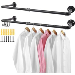 ASelected Wall Mounted Clothes Rail 92Cm Industrial Pipe Clothes Bar Rack Heavy Duty Retro Wall Tidy Rail for Home Shops Bedroom Cloakroom Etc ASelected Wall Mounted Clothes Rail 92Cm Industrial Pipe Clothes Bar Rack Heavy Duty Retro Wall Tidy Rail for Home Shops Bedroom Cloakroom Etc