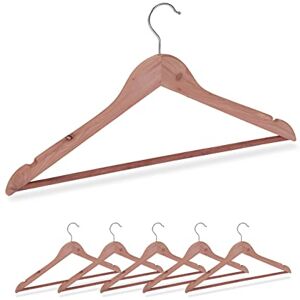 Relaxdays Cedarwood Coat Hangers Set of 6, Closet Mothproofing, Chic Design, Notches, W: 44 cm, Natural, Wood Relaxdays Cedarwood Coat Hangers Set of 6, Closet Mothproofing, Chic Design, Notches, W: 44 cm, Natural, Wood