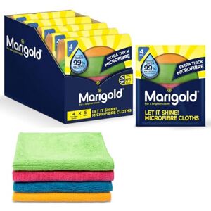 Marigold Let it Shine Extra Thick Microfibre Cloth Pack of 20 Cleaning Cloths Case Pack 5 Packs of 4 Cloths 20cm x 18cm Machine Washable Use Wet or Dry Marigold Let it Shine Extra Thick Microfibre Cloth Pack of 20 Cleaning Cloths Case Pack 5 Packs of 4 Cloths 20cm x 18cm Machine Washable Use Wet or Dry