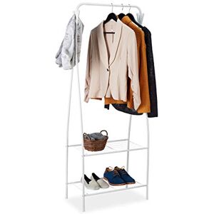 Relaxdays Coat Rack Metal, 2 Shelves & 4 Hooks, Clothes Rail, Hallway & Dressing Room, Cloak Stand, 158x60x33 cm, White Relaxdays Coat Rack Metal, 2 Shelves & 4 Hooks, Clothes Rail, Hallway & Dressing Room, Cloak Stand, 158x60x33 cm, White