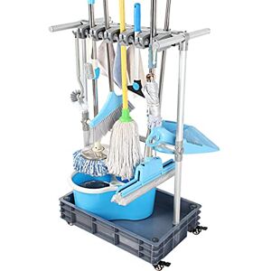 QTJH Broom And Mop Holder Put Wet Mops Movable Floor-Mounted Mop Rack Floor Standing Cleaning Tool Cart Storage For Garden Garage Schools, Hospitals, Factories, Hotels,Property Companies (12 racks) QTJH Broom And Mop Holder Put Wet Mops Movable Floor-Mounted Mop Rack Floor Standing Cleaning Tool Cart Storage For Garden Garage Schools, Hospitals, Factories, Hotels,Property Companies (12 racks)