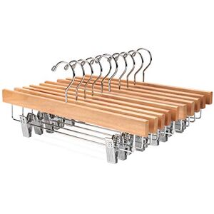Nature Smile Wooden Pants Hangers Wood Bottom Jeans Skirt Hanger with Clips Anti Rust Hook Pack of 10 (Natural) Nature Smile Wooden Pants Hangers Wood Bottom Jeans Skirt Hanger with Clips Anti Rust Hook Pack of 10 (Natural)