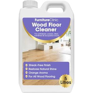 Furniture Clinic Wood Floor Cleaner 5 Litres Ready To Use & Quick Drying Infused With Orange Aroma For All Types of Wooden Floors Furniture Clinic Wood Floor Cleaner 5 Litres Ready To Use & Quick Drying Infused With Orange Aroma For All Types of Wooden Floors