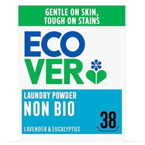 Ecover Non-Bio Laundry Detergent Powder, Laundry Washing Detergent, Fresh Lavender and Eucalyptus Scent, 1 x 38 Washes, 1 x 1.9kg Ecover Non-Bio Laundry Detergent Powder, Laundry Washing Detergent, Fresh Lavender and Eucalyptus Scent, 1 x 38 Washes, 1 x 1.9kg