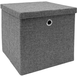 JVL Chroma Foldable Cube Organiser Box with Lid, Home Shelf Storage Solution, Grey JVL Chroma Foldable Cube Organiser Box with Lid, Home Shelf Storage Solution, Grey