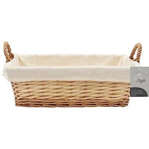 JVL Hand Woven Acacia Rectangular Willow Storage Basket with Lining, Honey Finish JVL Hand Woven Acacia Rectangular Willow Storage Basket with Lining, Honey Finish