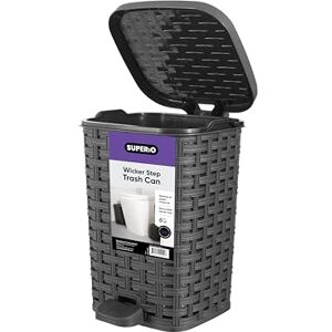 Superio Wicker Step On Trash Can with Foot Pedal – Outdoor and Indoor Grey 6 qt Trash Can, Waste Basket for Bathroom, Kitchen, Office, Patio, or Backyard Superio Wicker Step On Trash Can with Foot Pedal – Outdoor and Indoor Grey 6 qt Trash Can, Waste Basket for Bathroom, Kitchen, Office, Patio, or Backyard